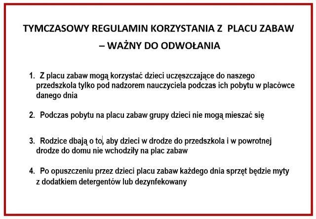 Regulamin korzystania z placu zabaw